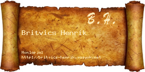 Britvics Henrik névjegykártya